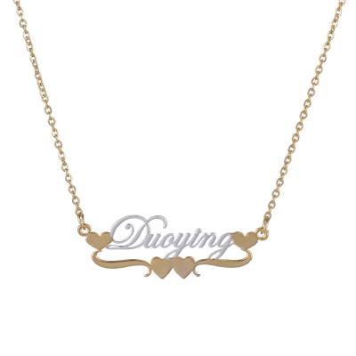 China Custom Europe and America Qiuhan Stainless Steel Necklace Heart Necklace Crown Two Color Plated Name Necklace OEM/ODM for sale