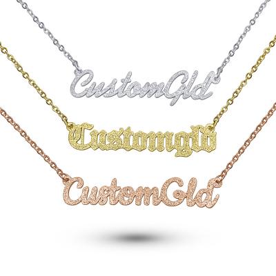 China 2021 Vintage Stainless Steel Plating Gold Frosted Pendant Custom Frosted Name Necklace Personality Gift for sale