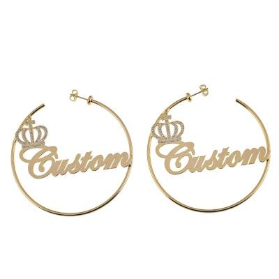 China Hyperbola Drop Fashionable Circle Jewelry Crystal Gold Plated Stainless Steel Famous Custom Shipping Hyperbola Earrings For Girl Women for sale