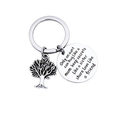 China Fashionable DIY stainless steel key chain very well polished only an aunt can hug like a mom guard the tree of life necklace key chain for sale