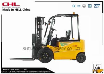 China Four wheel Electric Forklift Truck  500mm load center With pneumatic tyres / 3 tonne forklift for sale