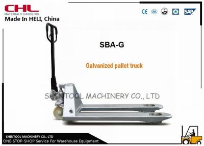 China Storage yard Galvanized Hand Pallet Jack 2500KG Or 3000KG Capacity for sale