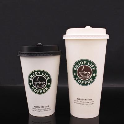 China Coffee Cups Milk Tea Drink Disposable Paper Cup With Lid Cover Party Supplies Eco Friendly Cup for sale