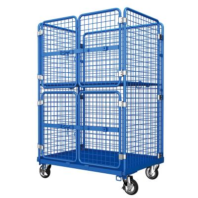 China Workshop Folding OEM Warehouse Logistics Laundry Picking Roll Cage Trolley Trolley 300kg /500kg for sale