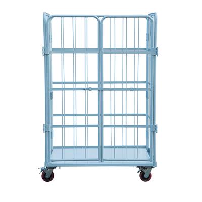 China Premium Mobile Collapsible Transport Laundry Safety Industrial Collapsible Rolling Cages Carts 300kg /500kg for sale