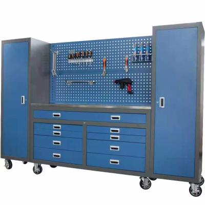 China Q235 Cold Rolled Steel Professional Heavy Duty Steel Garage Cabinets Multifunctional Workbench Workshop Garage Storage for sale