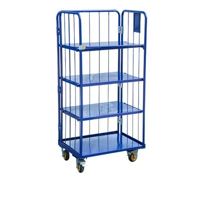 China Q235 Cold Rolled Zinc Steel Wire Mesh Roll Cage Pallet Trolley Warehouse Safety Supermarket Steel Cargo Storage High Quality for sale