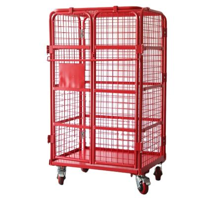 China Collapsible Warehouse Industrial Metal Folded Security Wire Mesh Storage Roll Container Manufacturer for sale