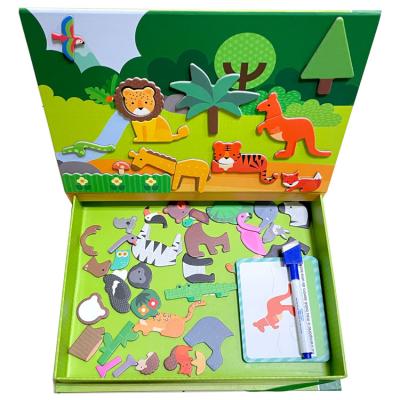 China Recyclable Magnet Puzzle Cartoon Traffic And Dress Up Figure Clothes Change Educational Games Toys For Children for sale