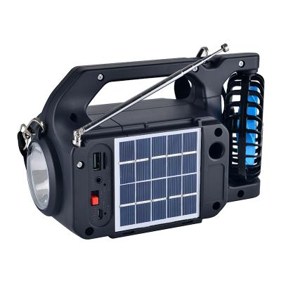 China LED Light/Portable Solar Panel Small Digital Solar Power Systems Lighting Kit Solar Power Bank Solar Speaker With Fan Fm Radio for sale