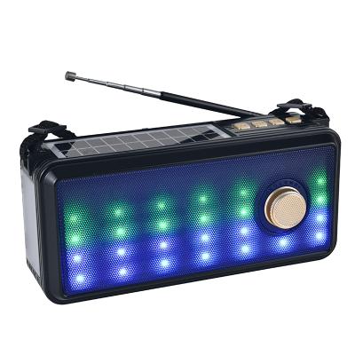 China Mini Factory Direct Supply Newest am fm with USB/TF Frequency Spectrum Flashlight Music Player TWS Solar Powered Radio for sale