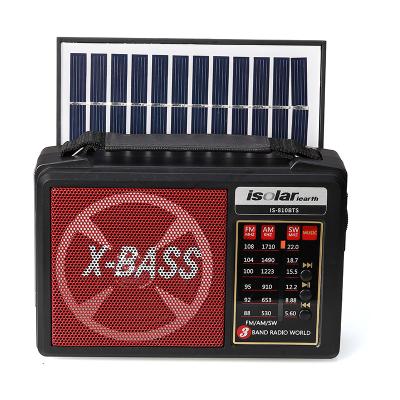 China Mini Portable Multifunction AM FM Switch Radio 1200mAH DC USB Rechargeable Solar Powered Radio with BT Speaker and LED Light for sale