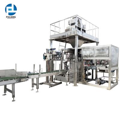 China Full Automatic Complete Food Packing Line Rice Bagging Packaging Machine With Robot Stacking Palletizer for sale