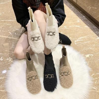 China Fashion Lightweight Female Black Lady Winter Plush Fur Socks Custom Made Snow Boots For Women for sale