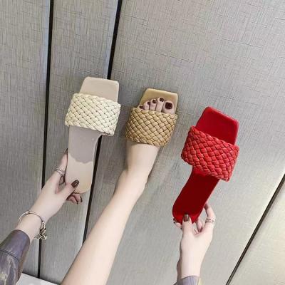 China Fashion Trend Women Ladies Summer Female Woven Slippers Sandals Flat Shoes for sale