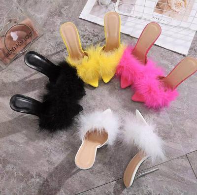 China Size Increasing New Women Multi Stiletto Shoes Fur Color Fashion Design High Heel Sandals for sale