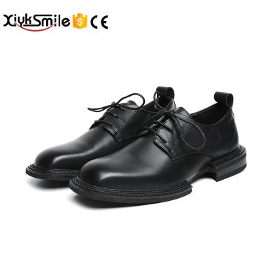 China Handsome British all-match Korean version of the style of retro shoes Insulative niche design square toe small men's leather shoes for sale