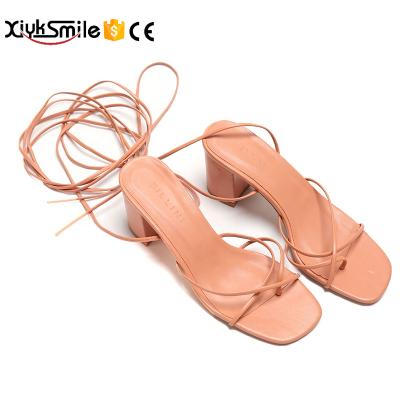 China Trend 2022 fashion spring and summer women's new open-toe red strappy roman shrimp chunky sandals women's heel shoes for sale