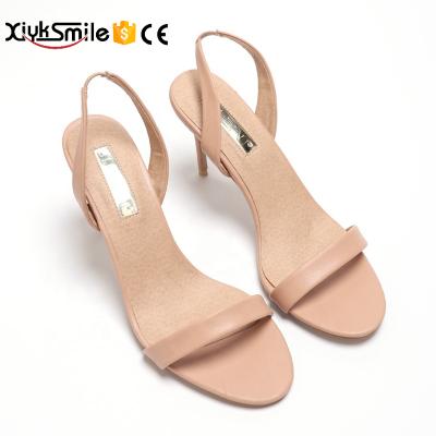 China Women's Spring French Buckle Strap Nude Color Women's Shoes 2022 Fashion Trend Sandals New Stilettos and Summer Mid-heel for sale