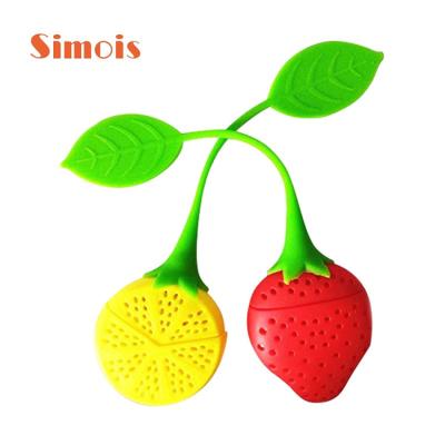 China Viable Innovative Loose Strainer Silicone Tea Infuser Strawberry Lemon Strawberry Design RTS Steeper Teapot and Reusable Herbal Tea Cup Mug Cup for sale