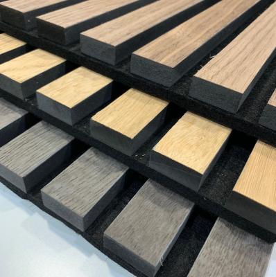 China MDF Industrial Grooved Wood Core Slat Sound Absorbing Acoustic Wall Panel for sale