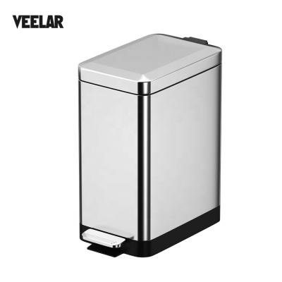 China 15LModern Stocked Personalized Metal Trash Pedal Stainless Steel Small Toilet Trash Can for sale