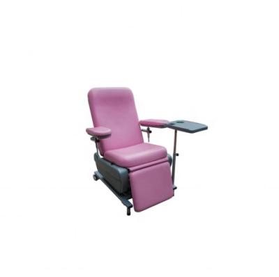 China Modern Pink Hospital Dialysis Relining Patient Treatment Used Phlebotomy Chair Manual Blood Donation Chair For Sale for sale