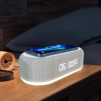 China Class Creative Business Gift Smart Night Light Multifunctional Desktop Alarm Clock with 15W Fast Wireless Charger for sale