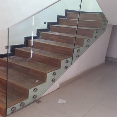 China Residential interior 12mm Clear Tempered Safety Glass Aluminum Railing Handrail for sale