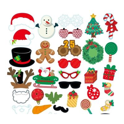 China Popular Funny Christmas Gift DIY Christmas Props Props Christmas Party Photo Booth Props Kit For Christmas Theme Decoration for sale