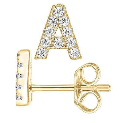 China Nickelez Sterling Silver Cubic Zirconia Stud Free 26 Styles English Alphabets Earrings For Women for sale