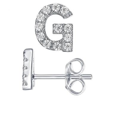 China Nickel Free Silver S925 Zircon Stud 26 Styles English Alphabets Earrings For Women Girls for sale