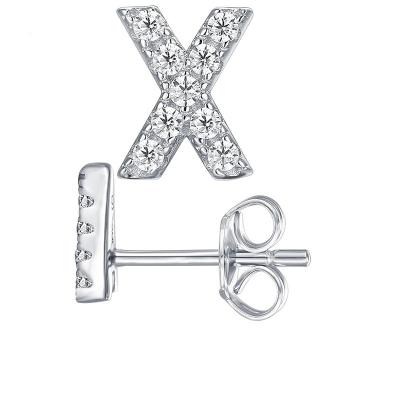 China Nickel Free Sterling Silver High Polished Letter Initial Stud Earrings For Women Girls Alphabet Styles Stud Rub Back Secure Closure for sale