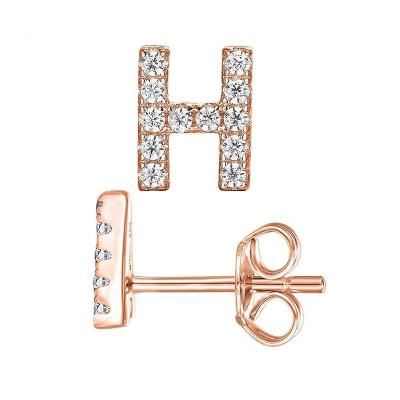 China Nickel Free 925 Sterling Silver Initial Stud Earrings For Women Alphabet Earrings ZIRCON Letter Stud Earrings Jewelry Gifts for sale