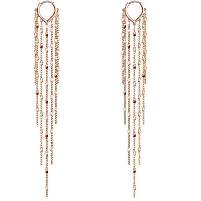 China Nickel Free Women's Tassel Earrings 990 Sterling Silver Gold Tassel Earrings Long Luster Threading Long Gold Dangle for sale