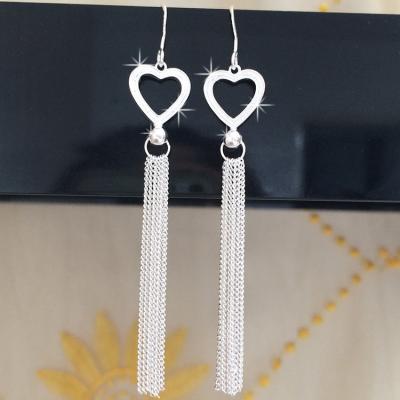 China Nickel Free Women's Tassel Earrings Korean Romantic Style 990 Sterling Silver 990 Long Tassels Dangle For Daughter Mom for sale