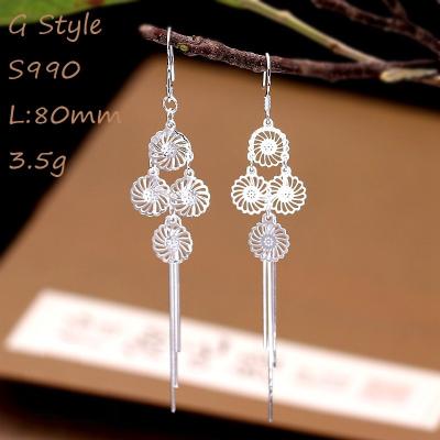 China Women's S990 Sterling Silver Hoop Round Glossy Nickel Chinese Style Butterfly/Windmill/Lock Earring Huggie Free Clip Dangle for sale