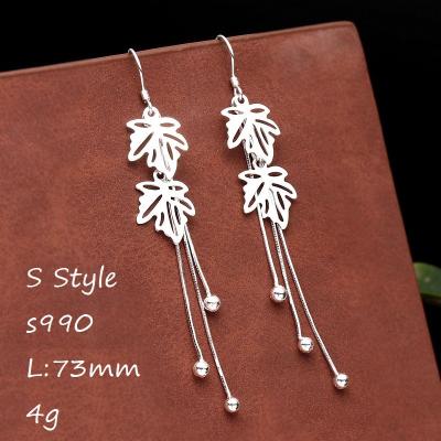 China Nickel Plated Sterling Silver Free 990 Earrings Dangle Circles Cutout Elegant Luxury Leaf/Snow/Daisy/Star For Women Girls Mom Sister (Silver) for sale