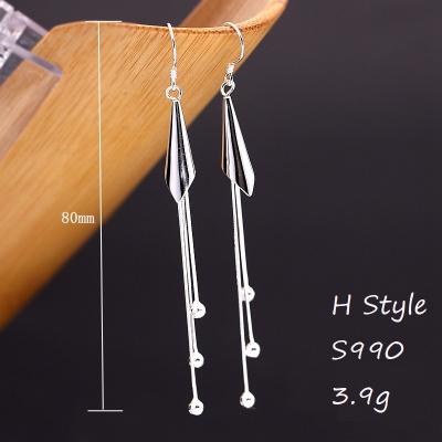 China Nickel S990 Sterling Silver Women's Tassel Earrings Long Drop Cutout Elegant Vintage Butterfly Leaf Dangle Earring Women for sale