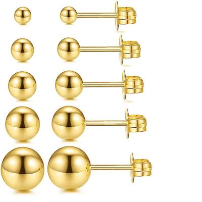 China High Polished Nickel Free S925 Sterling Silver Ball Stud Earrings For Women Girls Simple Styles Rose Gold Color for sale