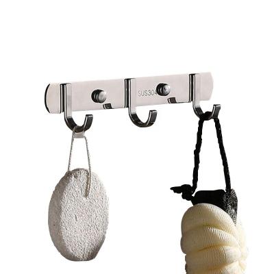 China Hanging Stocked Bathroom Clothes 3 Hooks Design Stainless Steel Storage Rack For Daily Use for sale