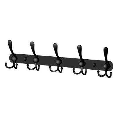 China Stocked Matte Black Stainless Steel Cloth Coat Hooks Wall Mounted European Wall Mounted 4 Hooks for sale