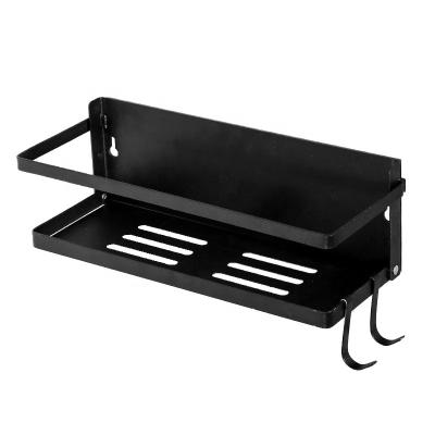 China Durable Wall Mounted Kitchen Storage Racks Black Shelf Black Foldable Metal Spice Jar Set Rack for sale