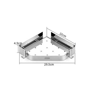 China Sustainable Non Perforated Triangular Wall Mounted Corner Bathroom Storage Rack 304 Stainless Steel Storage Rack for sale