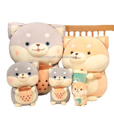 China Decoration Accept Custom Made Cute And High Quality Toy Milk Tea Shiba Inu Stuffed Plush Toys Sit for sale