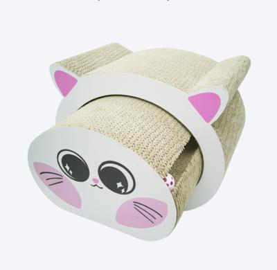 China 2 Cute Viable in 1 Cat Head Shape Corrugated Board Cat Play Toy Scratch Board scratching for cat. for sale