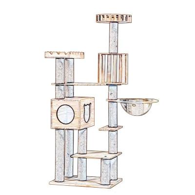 China 2022 Hot Selling Cat Tree Tower Cat Climbing High Quality Wooden Material Frame Viable For Cat. for sale