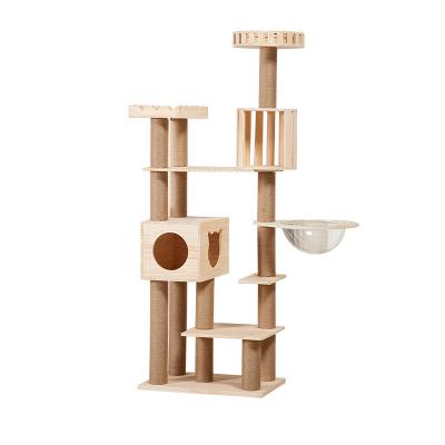 China 2022 Hot Selling Cat Tree Tower Cat Climbing High Quality Wooden Material Frame Viable For Cat. for sale