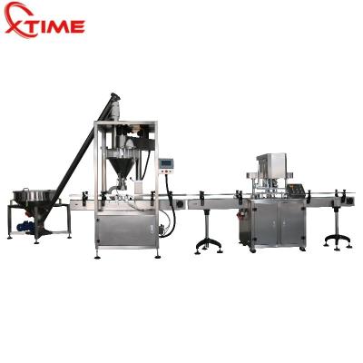 China Automatic Cocos powder food production line/coffee/milk/protein powder filling sealing capping machine for sale