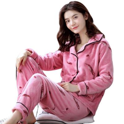 China New Arrival Thermal Pajamas Winter Velvet Coral Pajamas Thickened Flannel Pajamas Women's Sleepwear for sale